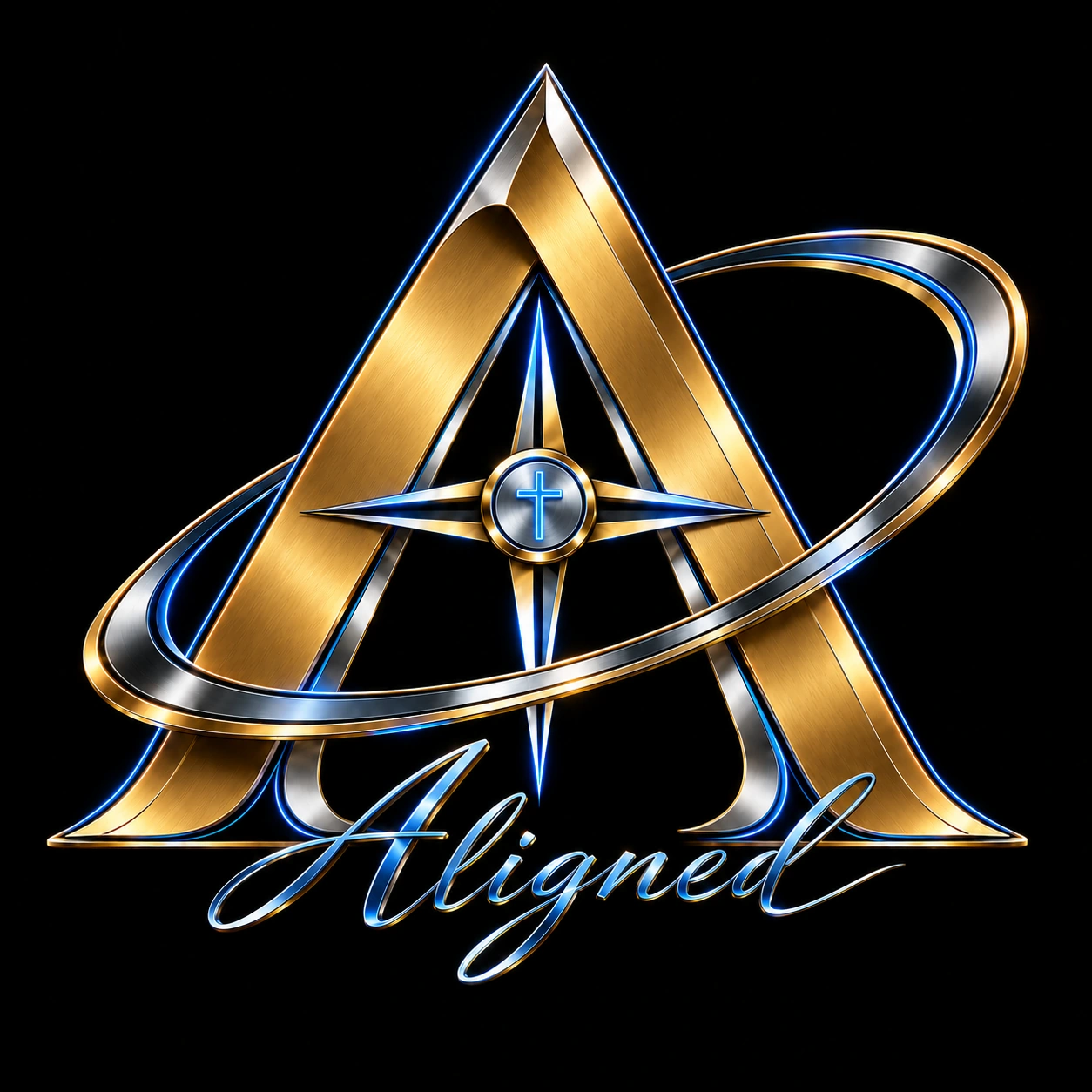 Aligned A, orbit, and blue compass identity